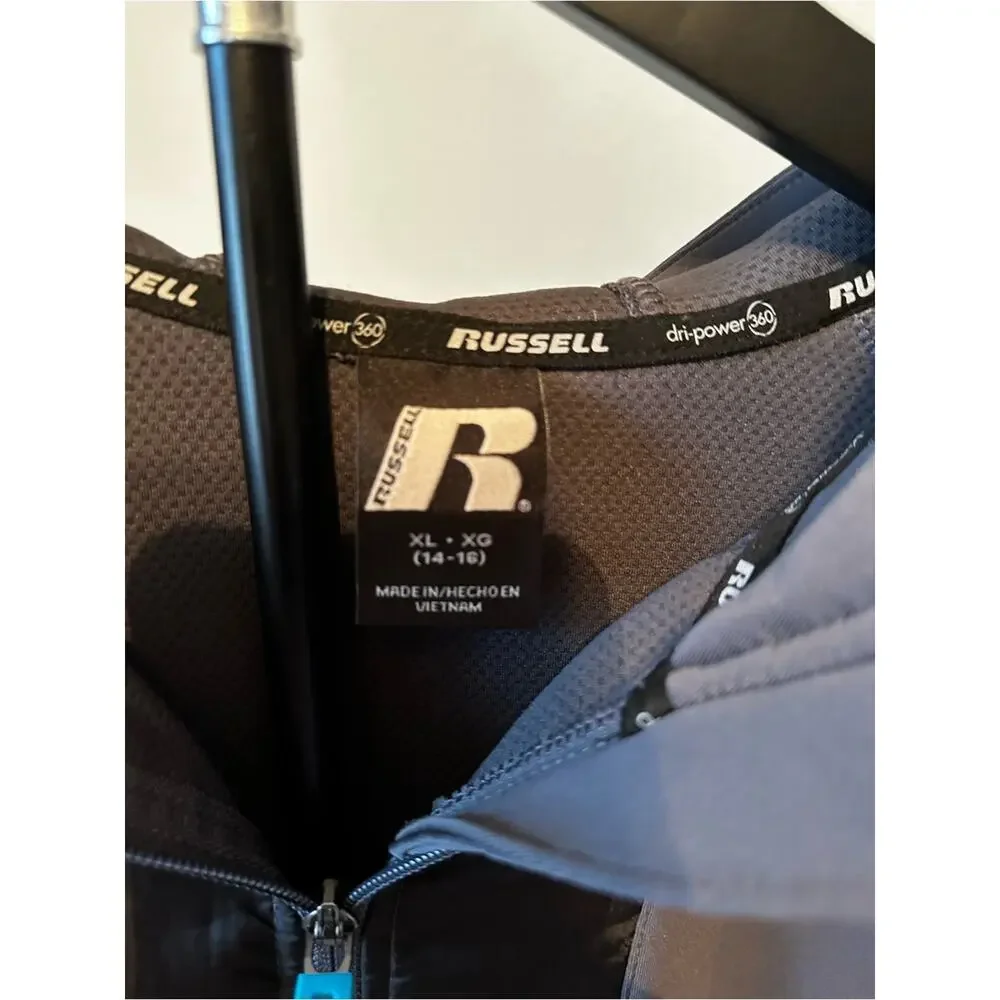 Boys 14-16 Russell Athletic Dark Gray Full-Zip Hooded Jacket with Teal Accents